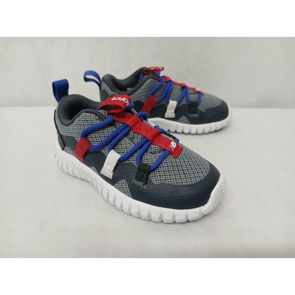 New Balance‎ Toddler Playgruv v1 Bungee Shoes ITPGRVA1 Gray Blue Red Sz 6
